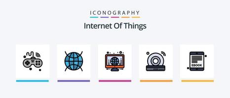 Internet Of Things Line Filled 5 Icon Pack Including internet of things. world. communications. screen. globe. Creative Icons Design vector