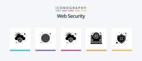 Web Security Glyph 5 Icon Pack Including protection. failed. data. lock. encryption. Creative Icons Design vector