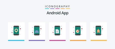 Android App Flat 5 Icon Pack Including interface. ui. data. essential. app. Creative Icons Design vector