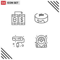 Universal Icon Symbols Group of 4 Modern Filledline Flat Colors of cashless roller transection view hospital Editable Vector Design Elements