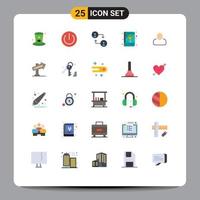 25 User Interface Flat Color Pack of modern Signs and Symbols of administrator notebook power cover book Editable Vector Design Elements