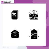 Mobile Interface Solid Glyph Set of Pictograms of dollar add invoice connectivity communication Editable Vector Design Elements