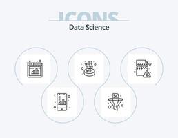 datos Ciencias línea icono paquete 5 5 icono diseño. binario código. buscar. base de datos. crecimiento. análisis vector