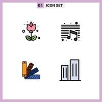 Set of 4 Modern UI Icons Symbols Signs for flower pallete flower education swatch Editable Vector Design Elements