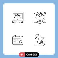 4 Line concept for Websites Mobile and Apps computer symbol social market office map Editable Vector Design Elements