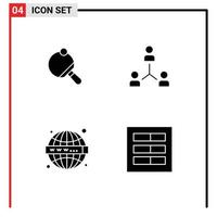 Modern Set of 4 Solid Glyphs Pictograph of pong people tennis cooperation seo Editable Vector Design Elements