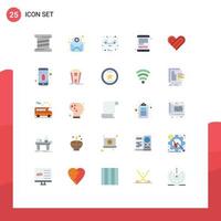 Set of 25 Modern UI Icons Symbols Signs for love internet book dental electronic book wire Editable Vector Design Elements