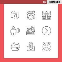 Group of 9 Modern Outlines Set for human avatar claus access moon Editable Vector Design Elements