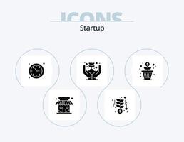 Startup Glyph Icon Pack 5 Icon Design. growth. plant. clock. money. growth vector