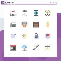 Universal Icon Symbols Group of 16 Modern Flat Colors of smoke pollution data factory green Editable Pack of Creative Vector Design Elements