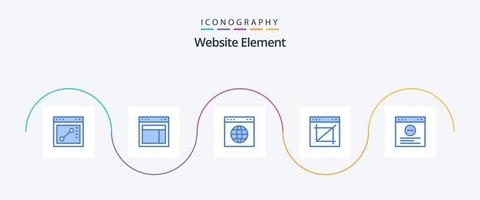 sitio web elemento azul 5 5 icono paquete incluso navegador. web. globo. imagen cultivo. aplicación vector