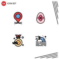 Filledline Flat Color Pack of 4 Universal Symbols of location dad pin easter egg fathers day Editable Vector Design Elements