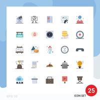 25 User Interface Flat Color Pack of modern Signs and Symbols of global hobby photo hobbies cooling Editable Vector Design Elements