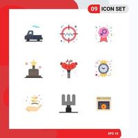 Pack of 9 Modern Flat Colors Signs and Symbols for Web Print Media such as camping pork female meat cinema Editable Vector Design Elements