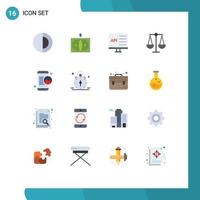 Group of 16 Flat Colors Signs and Symbols for mobile scales app justice development Editable Pack of Creative Vector Design Elements