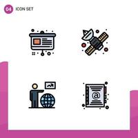 Modern Set of 4 Filledline Flat Colors and symbols such as art man presentation network user Editable Vector Design Elements