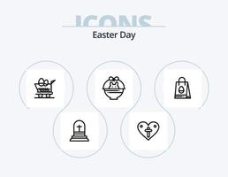 Easter Line Icon Pack 5 Icon Design. food. egg. brush. easter. shopping bag vector