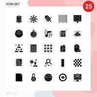 Set of 25 Vector Solid Glyphs on Grid for death development american develop coding Editable Vector Design Elements