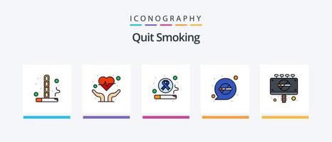 dejar de fumar línea lleno 5 5 icono paquete incluso de fumar. presión. de fumar. corazón. de fumar. creativo íconos diseño vector