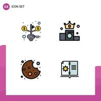 4 Creative Icons Modern Signs and Symbols of key cookie success money book Editable Vector Design Elements