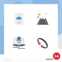 Pictogram Set of 4 Simple Flat Icons of hands monitor landscape cam bangle Editable Vector Design Elements