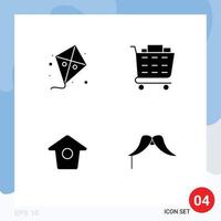 Modern Set of 4 Solid Glyphs Pictograph of fly twitter spring shopping cart hipster Editable Vector Design Elements