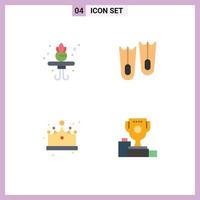 Flat Icon Pack of 4 Universal Symbols of home cap diving crown ceremony Editable Vector Design Elements