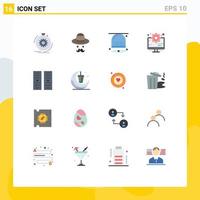 Group of 16 Modern Flat Colors Set for setting computer fathers business glasses Editable Pack of Creative Vector Design Elements