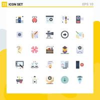 User Interface Pack of 25 Basic Flat Colors of camera hatchet ladybug axe develop Editable Vector Design Elements
