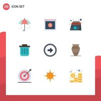 Universal Icon Symbols Group of 9 Modern Flat Colors of can basket online trash print Editable Vector Design Elements