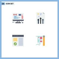 4 Thematic Vector Flat Icons and Editable Symbols of data browser web document develop Editable Vector Design Elements