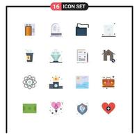 16 User Interface Flat Color Pack of modern Signs and Symbols of america glass data drink alcohol Editable Pack of Creative Vector Design Elements