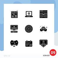 Modern Set of 9 Solid Glyphs and symbols such as fruit drink bookmark keayboard computer Editable Vector Design Elements