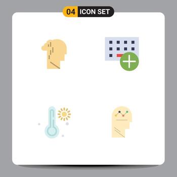 Pack of 4 Modern Flat Icons Signs and Symbols for Web Print Media such as depression hardware melancholy computers temperature Editable Vector Design Elements