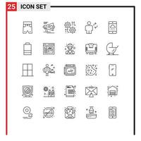 Pack of 25 creative Lines of sync body announce avatar wheel Editable Vector Design Elements