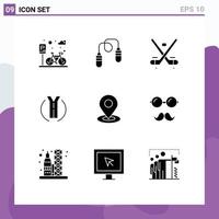 Group of 9 Modern Solid Glyphs Set for browse two way canada trip olympics Editable Vector Design Elements