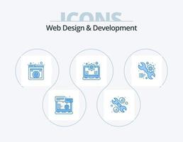 web diseño y desarrollo azul icono paquete 5 5 icono diseño. ajuste. apoyo. diseño. ajuste. engranaje vector