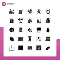 User Interface Pack of 25 Basic Solid Glyphs of avatar shield call security protect Editable Vector Design Elements