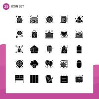 Mobile Interface Solid Glyph Set of 25 Pictograms of hose liquid molecules drop pad Editable Vector Design Elements