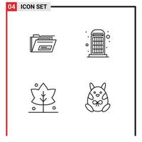 4 Creative Icons Modern Signs and Symbols of folder thanks rar phone chicken Editable Vector Design Elements