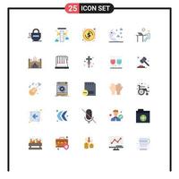 25 User Interface Flat Color Pack of modern Signs and Symbols of job sky circle night cloud Editable Vector Design Elements