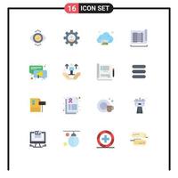 Pictogram Set of 16 Simple Flat Colors of chat conversation gallery map drafting Editable Pack of Creative Vector Design Elements