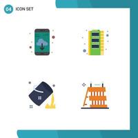 Set of 4 Vector Flat Icons on Grid for app colour hardware storage paint Editable Vector Design Elements