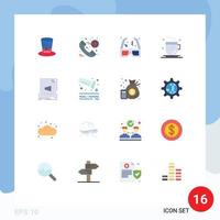 Editable Vector Line Pack of 16 Simple Flat Colors of music file movie audio cup Editable Pack of Creative Vector Design Elements