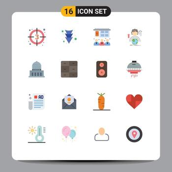 16 User Interface Flat Color Pack of modern Signs and Symbols of city online lecture global development Editable Pack of Creative Vector Design Elements
