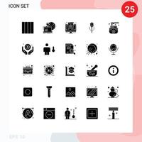 Group of 25 Solid Glyphs Signs and Symbols for cream sauna document tool construction Editable Vector Design Elements