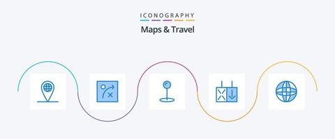 mapas y viaje azul 5 5 icono paquete incluso . contrarrestar. mundo vector