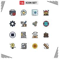 Set of 16 Modern UI Icons Symbols Signs for cog home motivation building scan Editable Creative Vector Design Elements