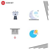 4 Flat Icon concept for Websites Mobile and Apps mechanical money system moon chart Editable Vector Design Elements