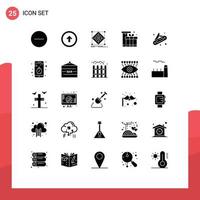 Pictogram Set of 25 Simple Solid Glyphs of shopping package architecture box preparation Editable Vector Design Elements